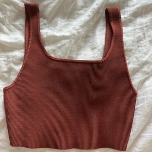 BABATON DEEP RED WINE CROP KNIT TOP
